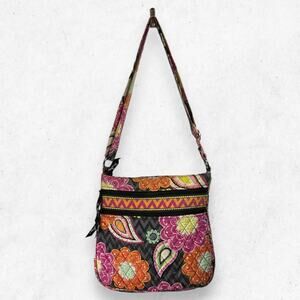 Vera Bradley Ziggy Zinnia‎ Crossbody Hipster Bag Zip Pockets Multicolor Quilted